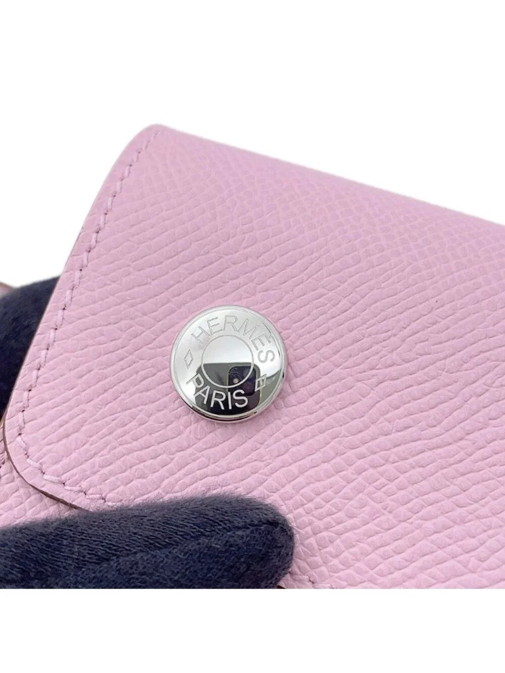 Hermes Shoulder Wallet Nap Tougo Mauve Sylvestre Silver Epsom